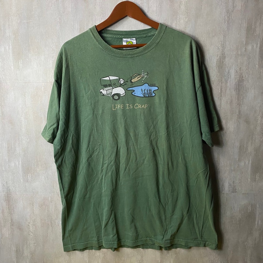 Vintage Style Graphic T-Shirt Mens XL Green Golf Humor Short Sleeve Tee